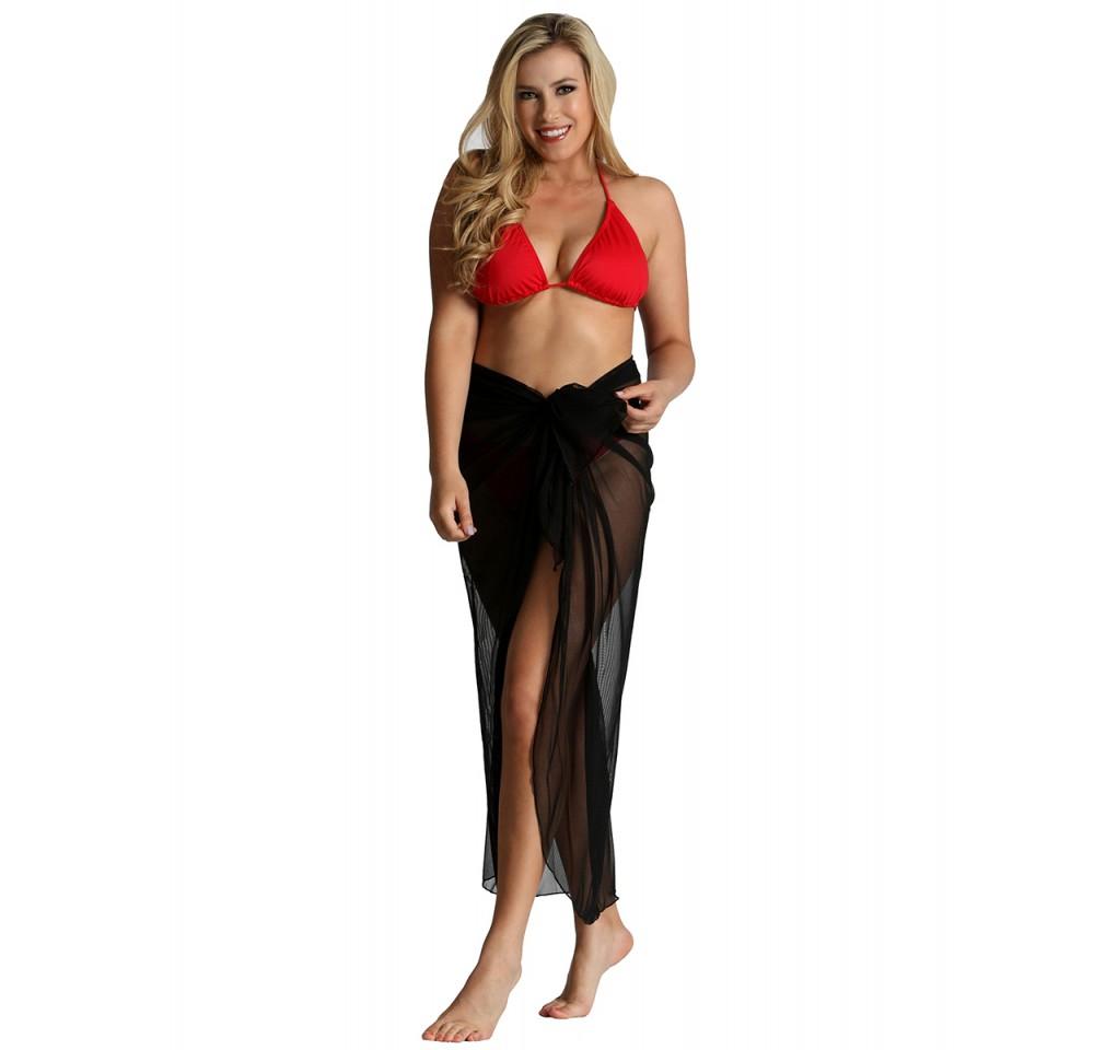 Long Sheer Mesh Cover-up Sarong
