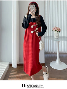Red Square Collar Sleeveless Strap Dress