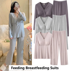 Pregnancy Breastfeeding Clothes Spring Summer Maternity Pajamas Women's Postpartum Suits Homewear Pregnant Women Nursing Pajamas