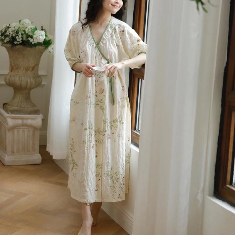 Summer Pregnant Women's Nursing Nightgown Short Sleeved Postpartum Breastfeeding Gown Loose Casual Maternity Check up Dress