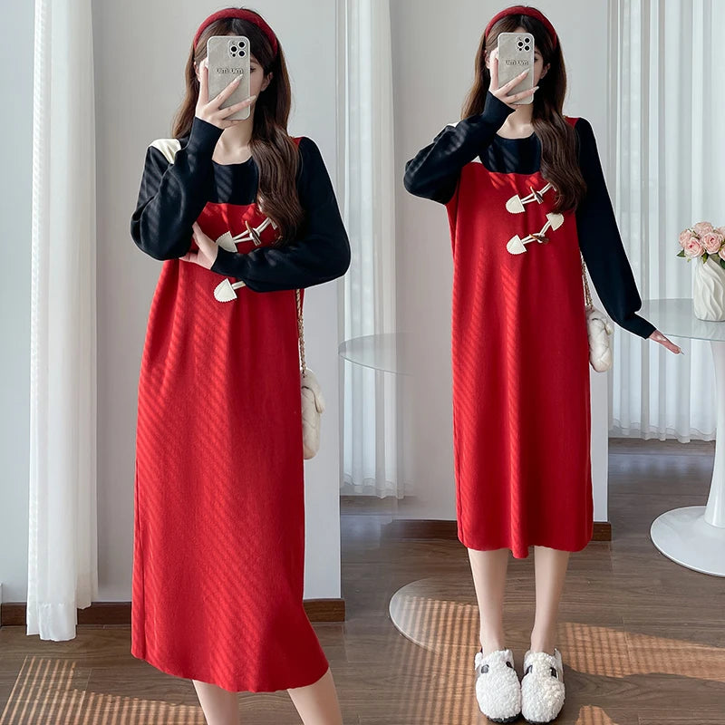 Red Square Collar Sleeveless Strap Dress