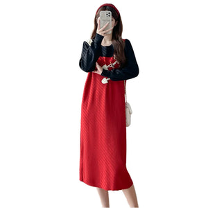 Red Square Collar Sleeveless Strap Dress