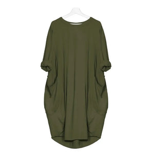 A Line Three Quarter Sleeve Casual Loose Dress