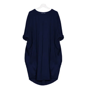 A Line Three Quarter Sleeve Casual Loose Dress