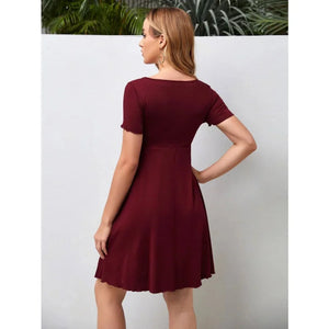 Maternity Dresses Summer Pure Colour V-neck