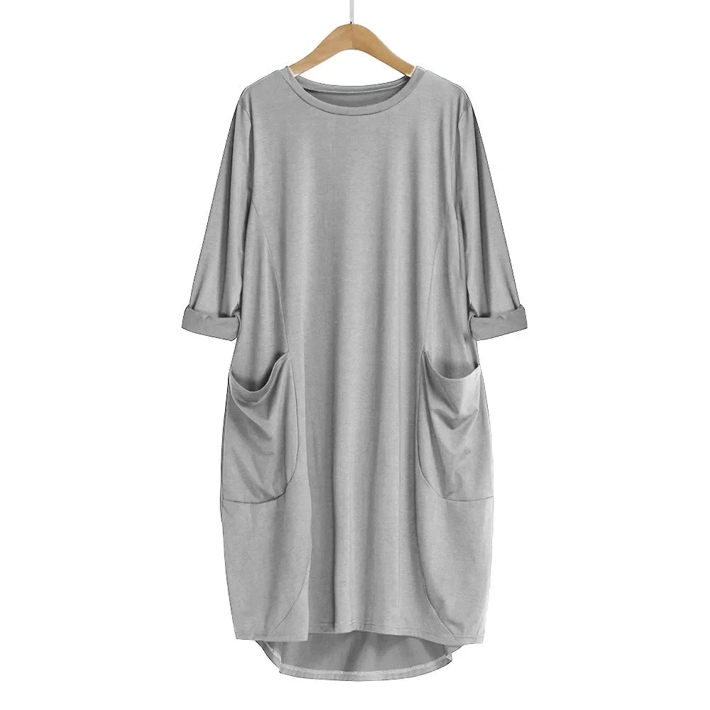A Line Three Quarter Sleeve Casual Loose Dress