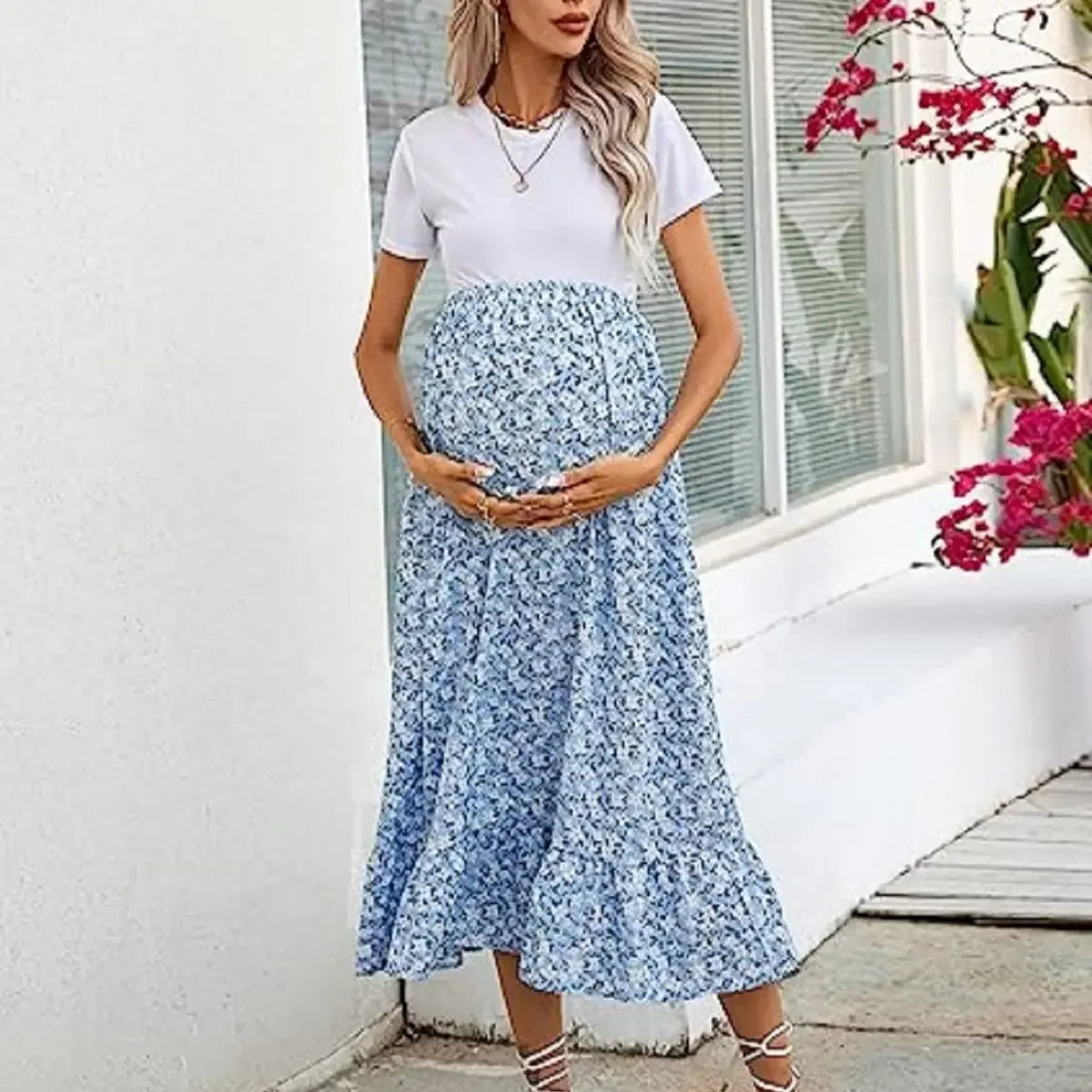 Floral Cotton Skirt With Suspenders
