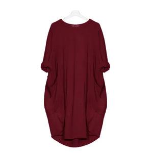 A Line Three Quarter Sleeve Casual Loose Dress